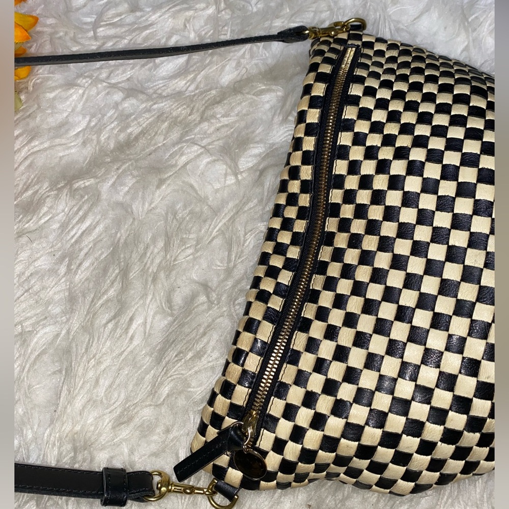 Clare V Black and Cream Checkered Crossbody Belt Bag - Picture 10 of 11